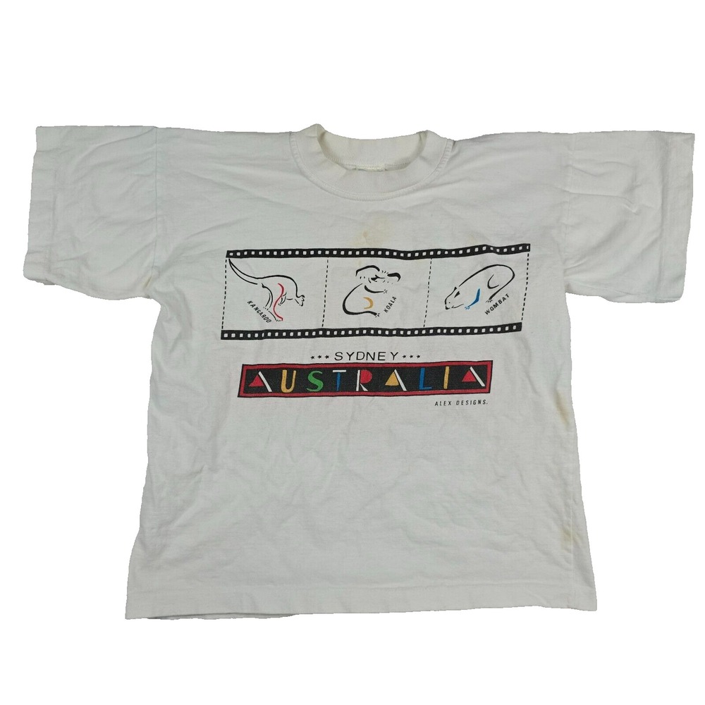 Vintage Susie Fashion Sydney Australia Graphic T-Shirt White Cotton Size M
